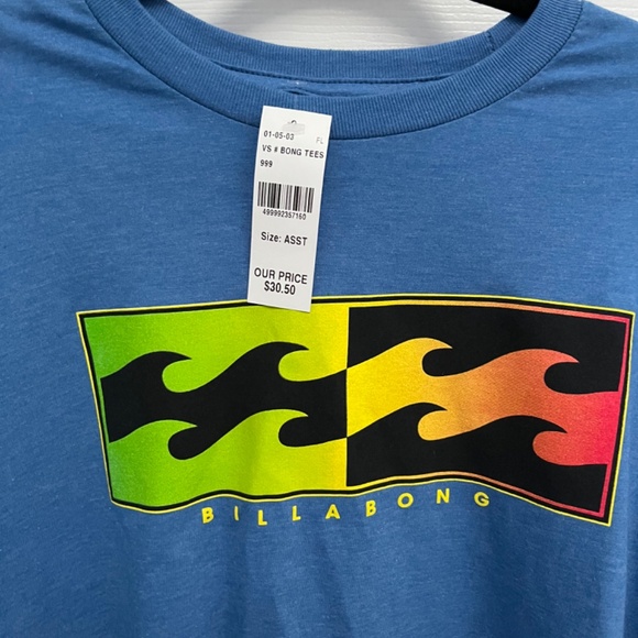 Billabong core fit tshirt blue short sleeve shirt new large NWT - Picture 2 of 4